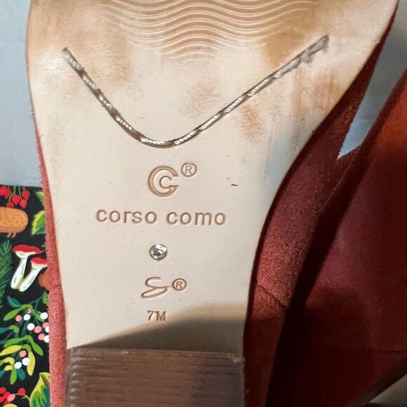 Very Corso Como 10th Anniversary Burnt Orange Suede Ankle Boots Booties Size 7 - Picture 9 of 10